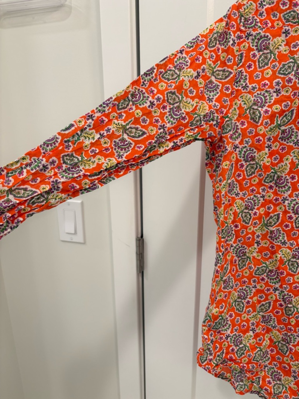 Lauren Ralph Lauren Cotton Orange Paisley Floral Button Down Size Medium - Picture 9 of 11